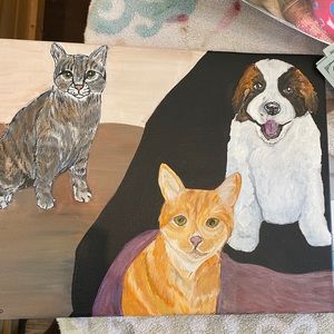 RIKKISRATPACK painting orange gray tabby cat